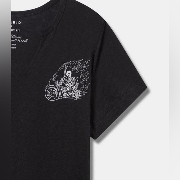 NWT Torrid Moto Embroidered Classic Fit Slub Notch Neck Tee 2X - Picture 2 of 11